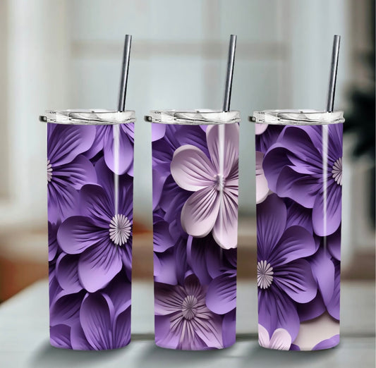 3D Purple Flower Tumbler